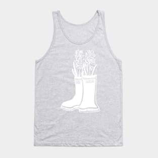 Hyacinth White Lineart Rain Boots Tank Top